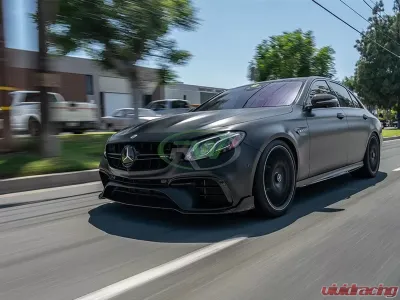 RW Carbon BRS Style CF Front Lip w/ SLiPLO Anti-Scrape Kit Mercedes-Benz W213 E63S 2018-2020 - mercw21302-1