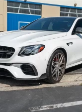 RW Carbon BRS Style CF Front Lip w/ SLiPLO Anti-Scrape Kit Mercedes-Benz W213 E63S 2018-2020                                     - mercw21302-1 - Image 3