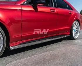 RW Carbon Fiber Side Skirt Extensions Mercedes-Benz W218 CLS 2012-2014