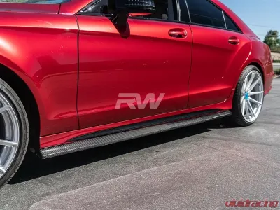 RW Carbon Fiber Side Skirt Extensions Mercedes-Benz W218 CLS 2012-2014 - mercw21814