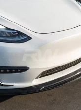 RW Carbon Fiber Front Lip Spoiler Tesla Model Y 2020-2023                                     - tesla011 - Image 6