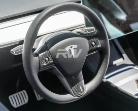 RW Carbon Fiber Steering Wheel Trim Tesla Model 3 2017+