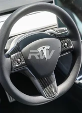 RW Carbon Fiber Steering Wheel Trim Tesla Model 3 2017+                                     - tesla018 - Image 2