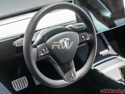 RW Carbon Fiber Steering Wheel Trim Tesla Model 3 2017+ - tesla018