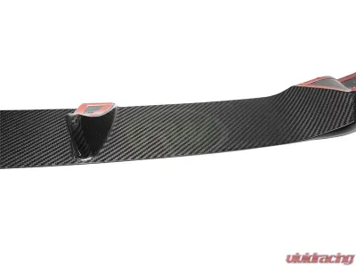 RW Carbon DTM Full Carbon Fiber Front Lip Spoiler w/ SLiPLO Anti-Scrape Kit Tesla Model Y 2020-2023 - tesla021-1