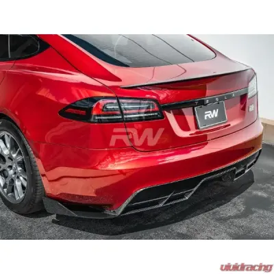 RW Carbon Plaid Carbon Fiber Rear Diffuser Tesla Model S 2021+ - tesla034