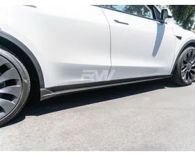 RW Carbon CF Side Skirt Extensions Tesla Model Y 2020+