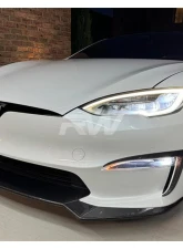 RW Carbon CF Front Upper Splitters Tesla Model S 2021-2024                                     - tesla035 - Image 5