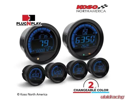 Koso HD-02 6 Pieces Kit Black Bezel Harley Davidson FLHT | FLHX | FLTR 2004-2013 - BA050903