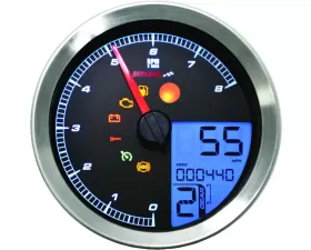 Koso HD-04 4 Inch Silver Multifunction Meter Harley Davidson