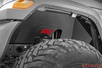Rough Country Front Inner Fender Liners for Jeep Wrangler 2018-2024, Black Powder Coat - 10497A