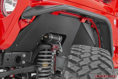 Rough Country Front Inner Fender Liners for Jeep Wrangler 2018-2024, Black Powder Coat - 10497A