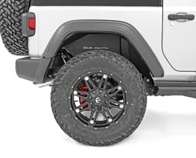 Rough Country Rear Inner Fender Liners for Jeep Wrangler 2018-2024, 3-Piece Construction, Black Powder Coat