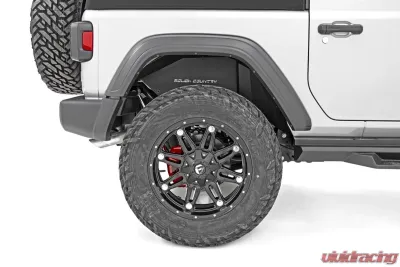 Rough Country Rear Inner Fender Liners for Jeep Wrangler 2018-2024, 3-Piece Construction, Black Powder Coat - 10498A