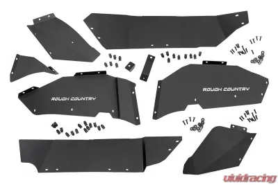 Rough Country Rear Inner Fender Liners for Jeep Wrangler 2018-2024, 3-Piece Construction, Black Powder Coat - 10498A