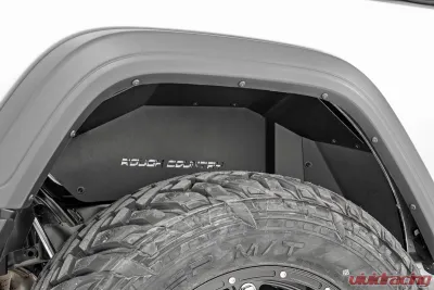 Rough Country Rear Inner Fender Liners for Jeep Wrangler 2018-2024, 3-Piece Construction, Black Powder Coat - 10498A