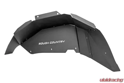Rough Country Rear Inner Fender Liners for Jeep Wrangler 2018-2024, 3-Piece Construction, Black Powder Coat - 10498A