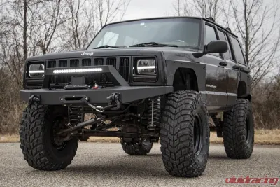 Rough Country Jeep Lower Door Armor for Cherokee XJ 1984-2001, 3/16in Steel, Black Finish - 10582