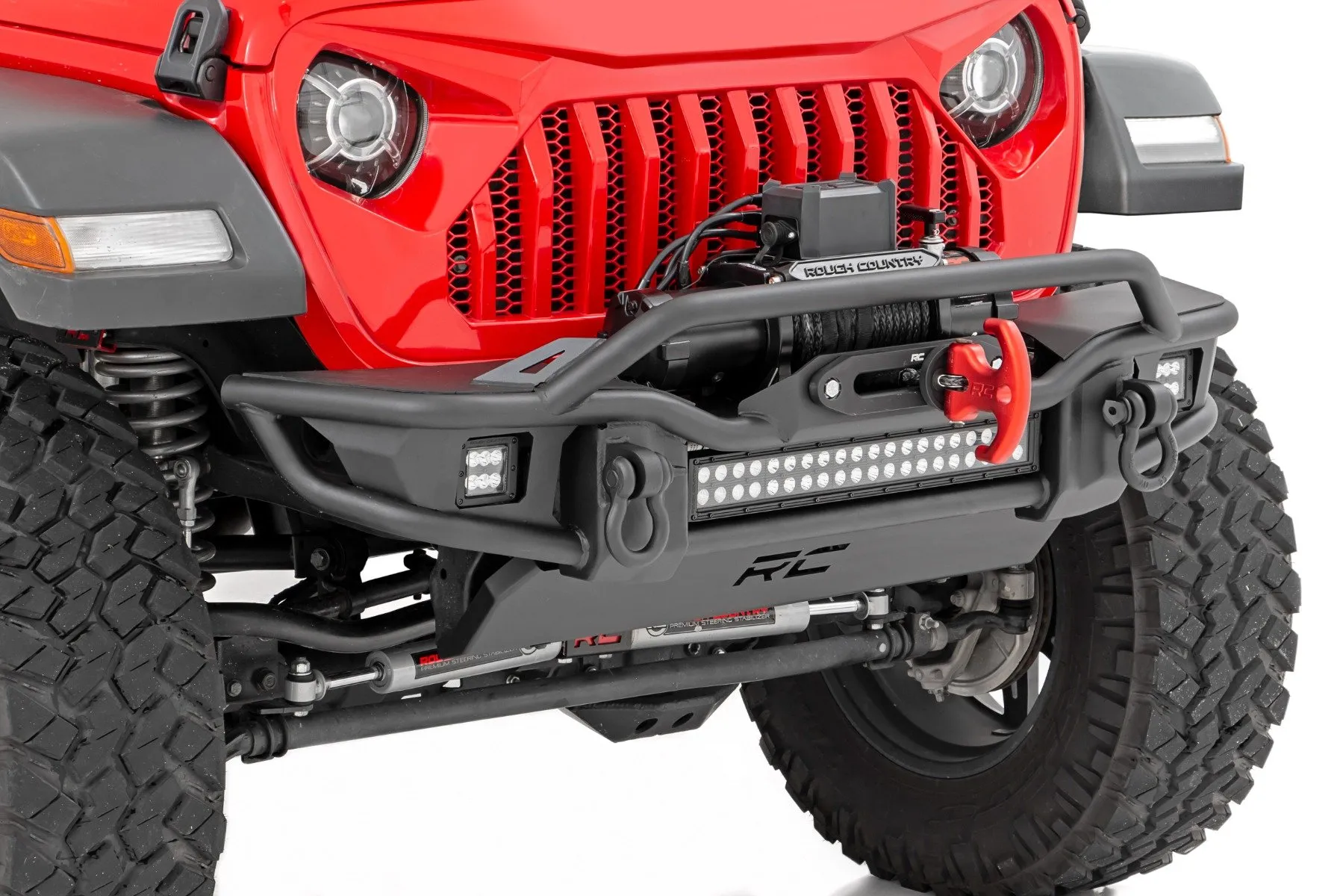 Rough Country Front Winch Bumper Tubular Skid Plate 2007-2022 - 10647
