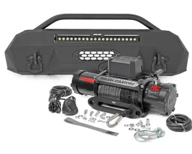 Rough Country Front Bumper w/PRO12000S Winch Black Series Toyota Tacoma 2WD 4WD 2016-2022