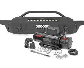 Rough Country Front Hybrid High Clearance Bumper w/PRO12000S Winch Black Series Toyota Tacoma 2WD 4WD 2016-2022