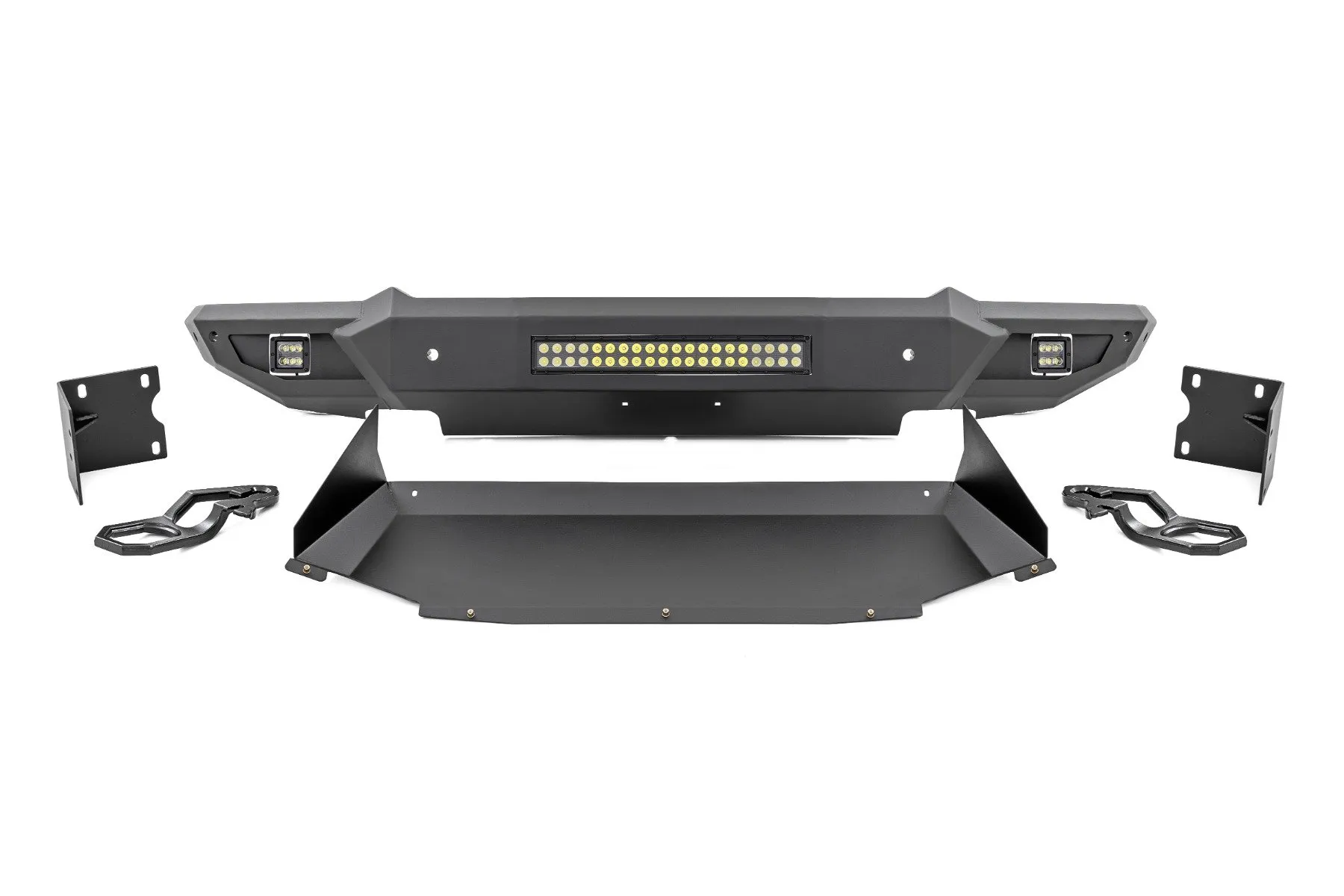 Rough Country Front Bumper w/Skid Plate & Tow Hooks - 10808ATH