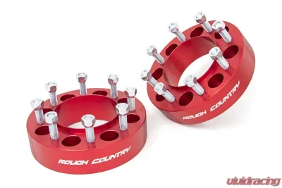 Rough Country 2" Wheel Spacers Pair; Red Ford 2003-2018 - 1094ARED