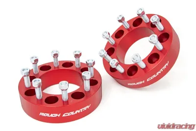 Rough Country 2" Wheel Spacers 8x6.5 Red Multiple Makes & Models Chevy | GMC | Ram - 1095RED
