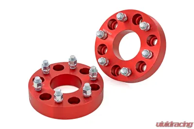 Rough Country 1.5 Inch Wheel Spacers 6x5.5 Red for Chevrolet, GMC, and More - 1160RED
