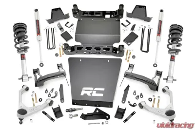Rough Country 7" Stamped Steel LCA Lift Kit Forged UCA Bracket M1 Struts w/M1 Rear Shocks Chevrolet Silverado 1500 GMC Sierra 1500 2016-2018 - 11640