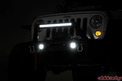 Rough Country Front Bumper and Light Hoop Combo Black Series Jeep 2007-2022 - 11826