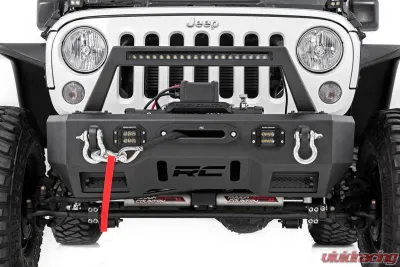 Rough Country Front Bumper and Light Hoop Combo Black Series Jeep 2007-2022 - 11826