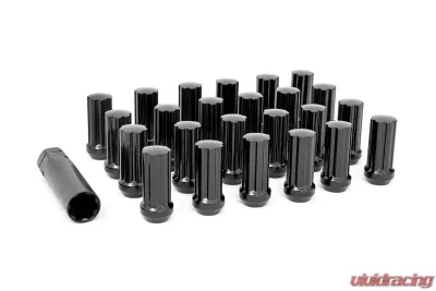 Rough Country Lug Nut Set Black M12X1.5 Hummer H3 Mitsubishi Raider Nissan Armada Chevy Ford GMC Jeep Mazda Toyota 1982-2022 - 121524BLK