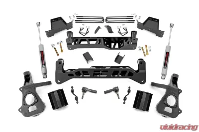Rough Country 7" Suspension Lift Kit Stock Cast Steel Strut Spacers w/N3 Shocks Chevy Silverado 1500 GMC Sierra 1500 2WD 2014-2018 - 23732