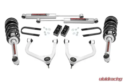 Rough Country 3.5" Lift Kit Mono Leaf Rear N3 Struts w/N3 Rear Shocks Chevrolet Silverado 1500 2WD 4WD 2019-2023 - 28231