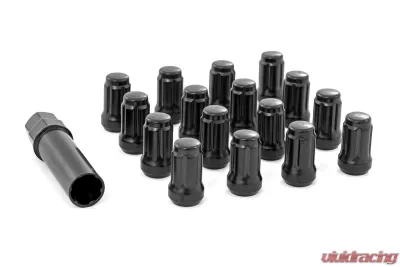 Rough Country Lug Nut Set M12x1.5 16 Qty Splined Black - 3807BLK