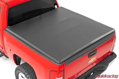 Rough Country Soft Tri-Fold Bed Cover 5'9" Bed w/o Cargo Management System Chevrolet Silverado 1500 2500HD 3500HD GMC Sierra 1500 2500HD 3500HD 2WD 4WD 2007-2014 - 41207550