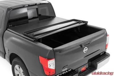 Rough Country Soft Tri-Fold Bed Cover for Nissan Titan 5'7" Bed 2017-2024, Matte Black - 41816550A