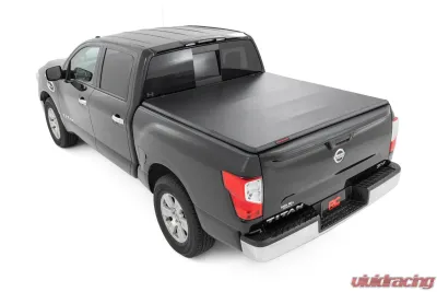 Rough Country Soft Tri-Fold Bed Cover for Nissan Titan 5'7" Bed 2017-2024, Matte Black - 41816550A