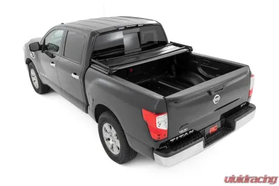 Rough Country Soft Tri-Fold Bed Cover for Nissan Titan 5'7" Bed 2017-2024, Matte Black - 41816550A