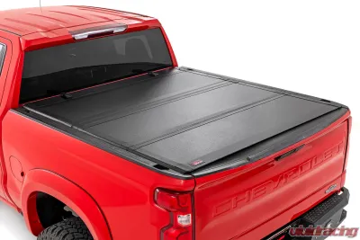 Rough Country Hard Tri-Fold Flip Up Bed Cover 5'10" Short Bed Chevrolet Silverado 1500 GMC Sierra 1500 2019-2024 - 49120580