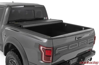 Rough Country Hard Tri-Fold Flip Up Bed Cover 5'7" Bed Ford F-150 21-25 | F-150 Lightning 22-25 - 49221550