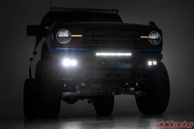 Rough Country Front Bumper High Clearance w/Black Series Flood and SAE Fog Cubes Ford Bronco 2021-2022 - 51084