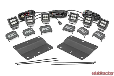 Rough Country Triple LED Fog Light Kit Black Series w/Flood Beam Ford Bronco 2021-2022 - 51086