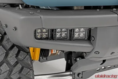 Rough Country Triple LED Fog Light Kit Black Series w/White DRL Ford Bronco 2021-2022 - 51087