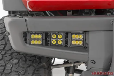 Rough Country Triple LED Fog Light Kit Black Series w/White DRL Ford Bronco 2021-2022 - 51087