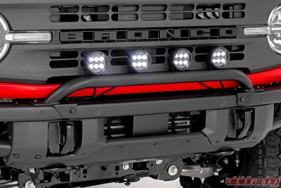 Rough Country Light Bar Mount 3.5" Round LED Quad Black Amber DRL OE Modular Steel Ford Bronco 21-24 - 51136