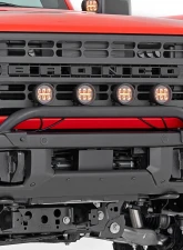 Rough Country Light Bar Mount 3.5" Round LED Quad Black Amber DRL OE Modular Steel Ford Bronco 21-24                                     - 51136 - Image 2
