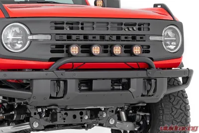 Rough Country Light Bar Mount 3.5" Round LED Quad Black Amber DRL OE Modular Steel Ford Bronco 21-24 - 51136