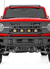 Rough Country Light Bar Mount 3.5" Round LED Quad Black Amber DRL OE Modular Steel Ford Bronco 21-24                                     - 51136 - Image 4